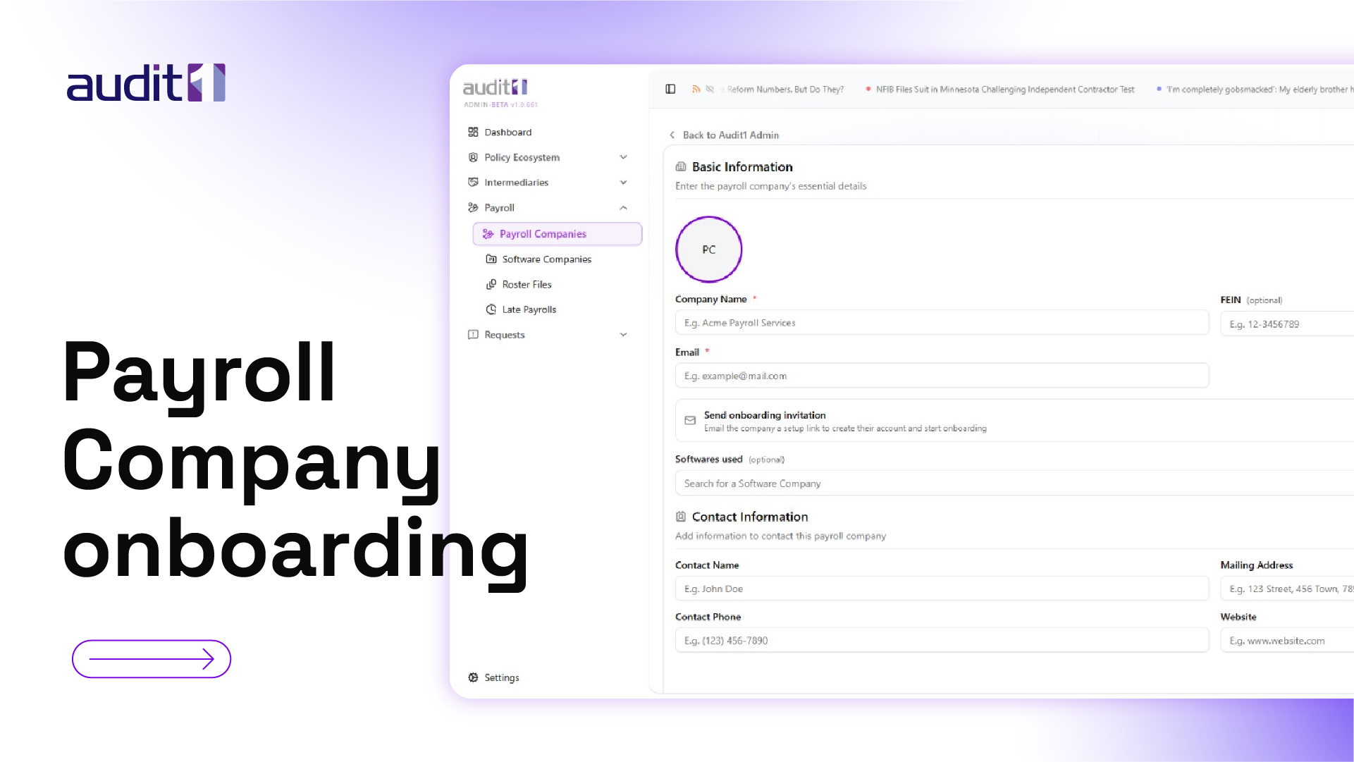 Payroll Company Onboarding